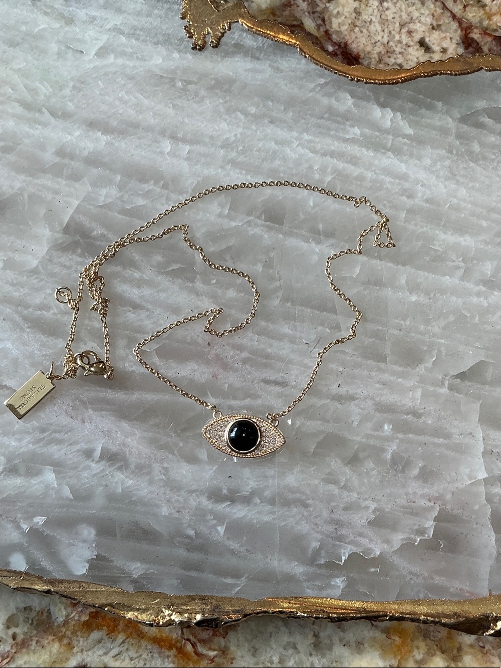 Gold Evil Eye Necklace with Onyx Black Center Stone - Elegant Protection Pendant